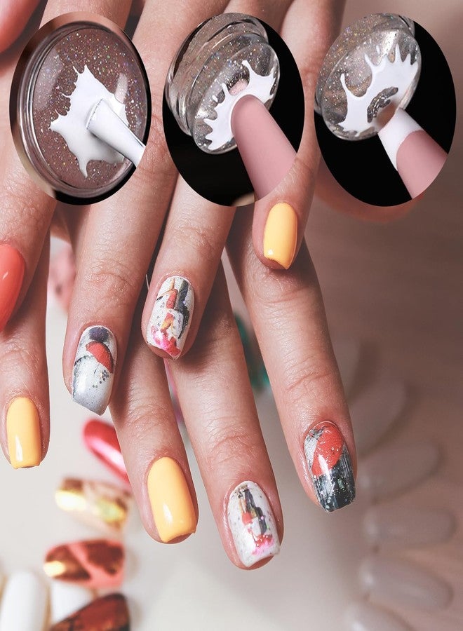 Arcjunys French Tip Nail Stamp Clear Silicone French Tip Tool French Tip Stamp French Manicure Kit French Nail Art Stamper Kit with Scrapers and Nail Art Brushes for French Manicure Home DIY Salon 5 Pcs - Image 5